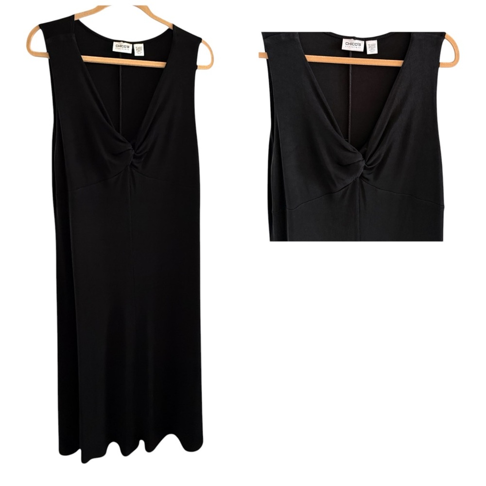 Chico's Black Knot-Front Travelers Sleeveless Maxi Dress
